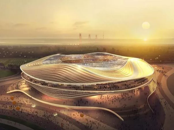 Grote spanstaalstructuren voor stadion